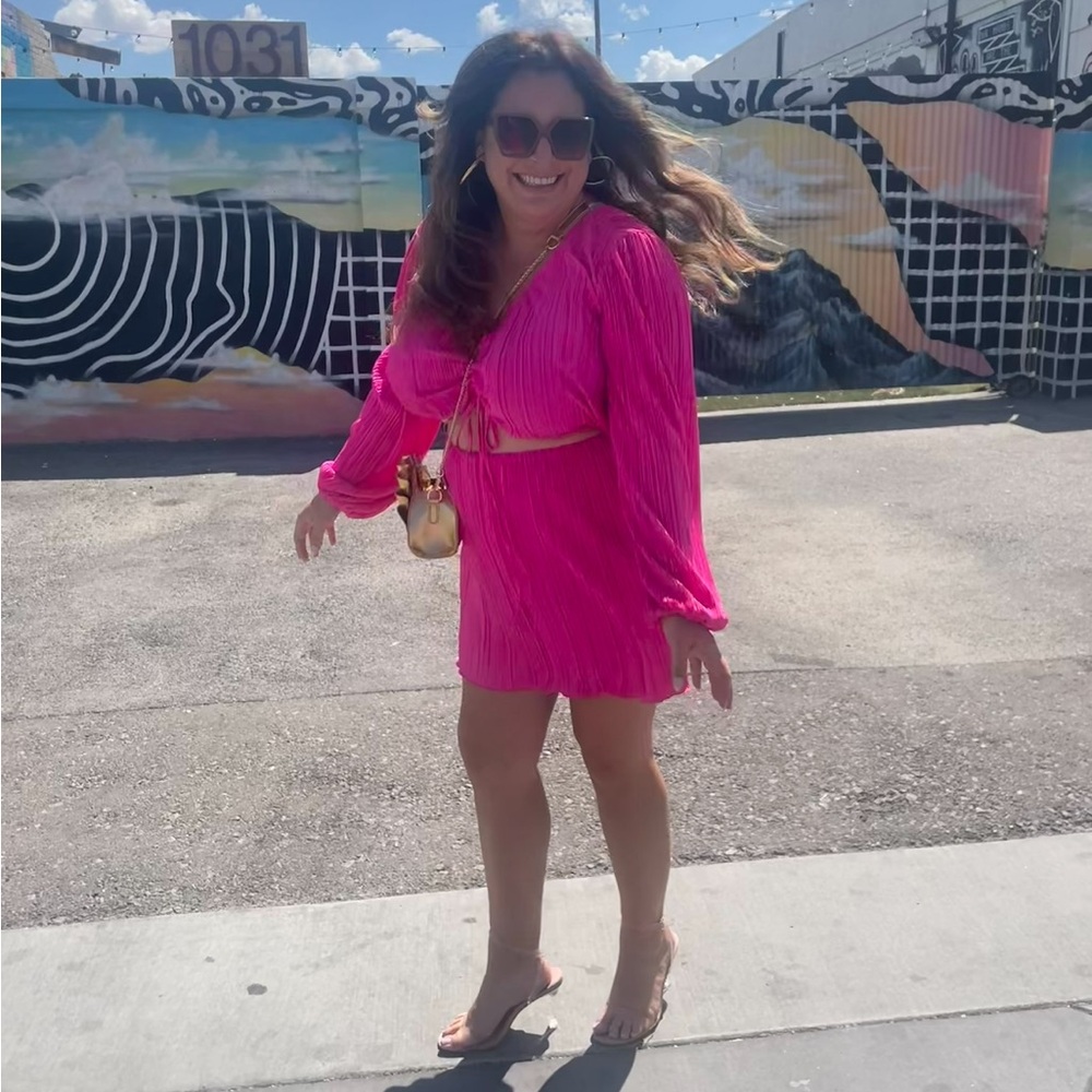 City Chic Pink Long Sleeve Dress